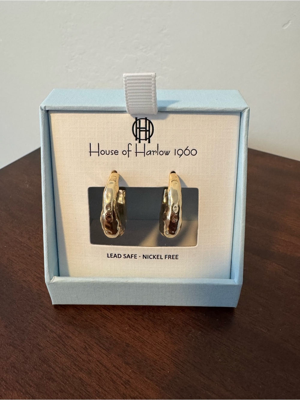 House of Harlow 1960 Gold Hammered Hoop Earrings